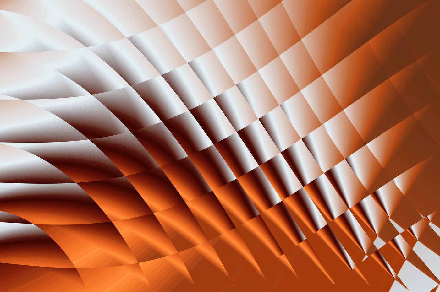 An architectural ceiling of angled fins in warm light