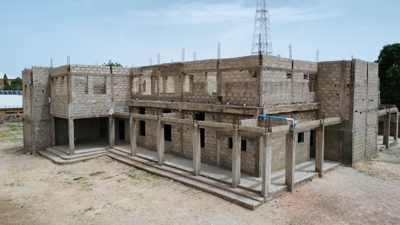 A masonry structure under construction