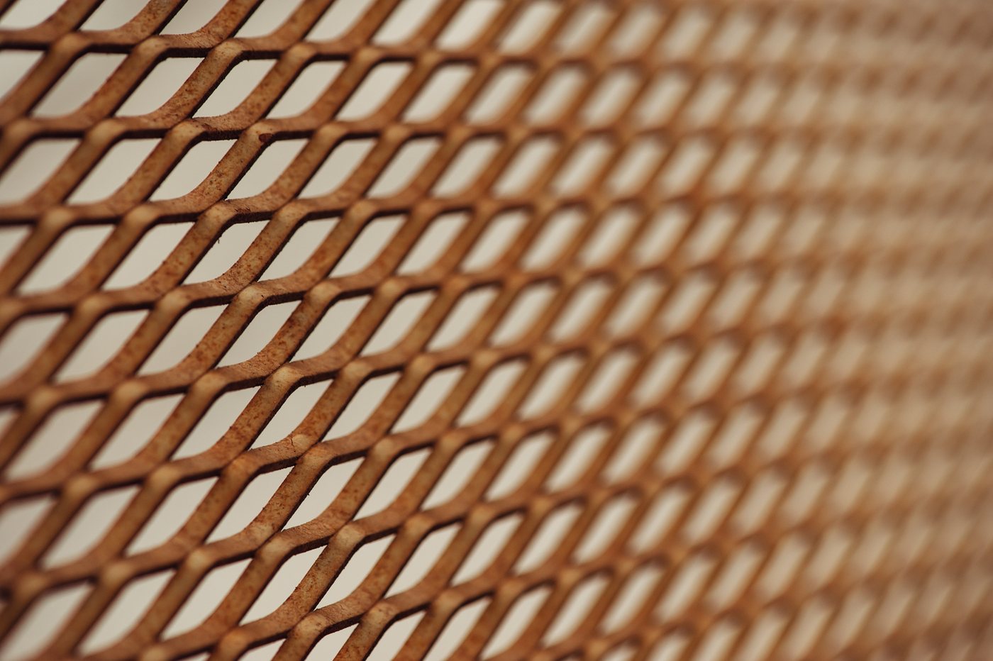 A close view of a perforated metal panel